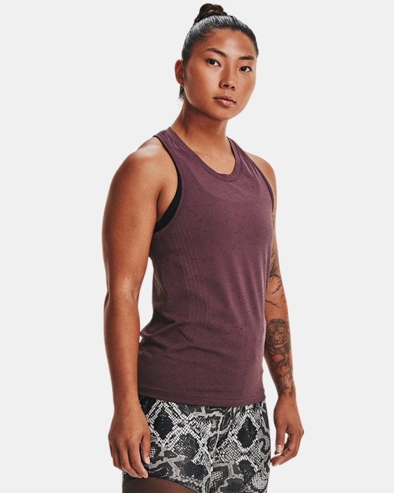 Camiseta sin mangas UA Seamless Run para mujer, Purple, pdpMainDesktop image number 1